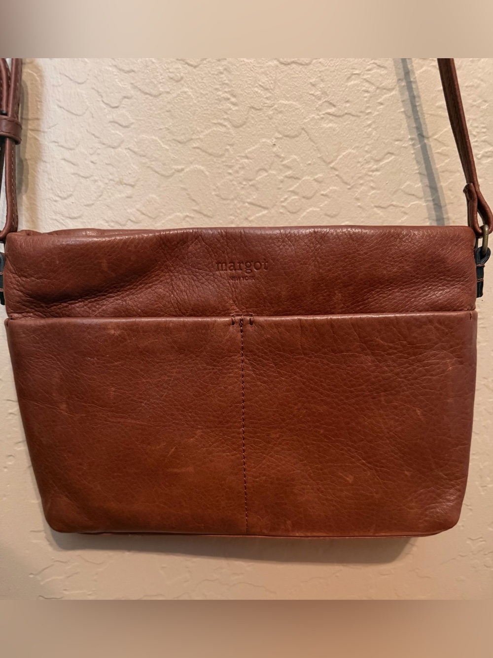 brown leather Margot New York crossbody bag